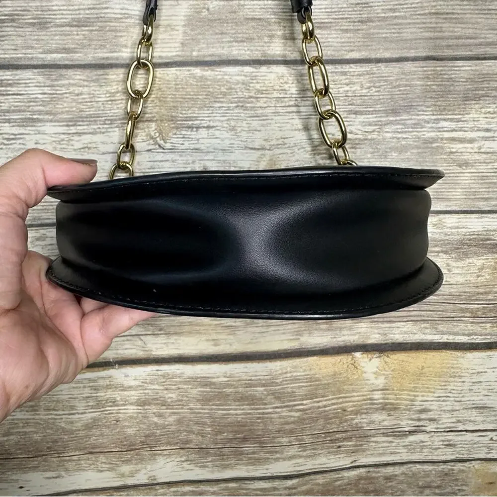 Lauren Ralph Lauren Smooth Leather Sutton Crossbody black gold chain